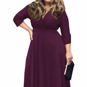 Long Purple dress 3/4 sleeve soft inside